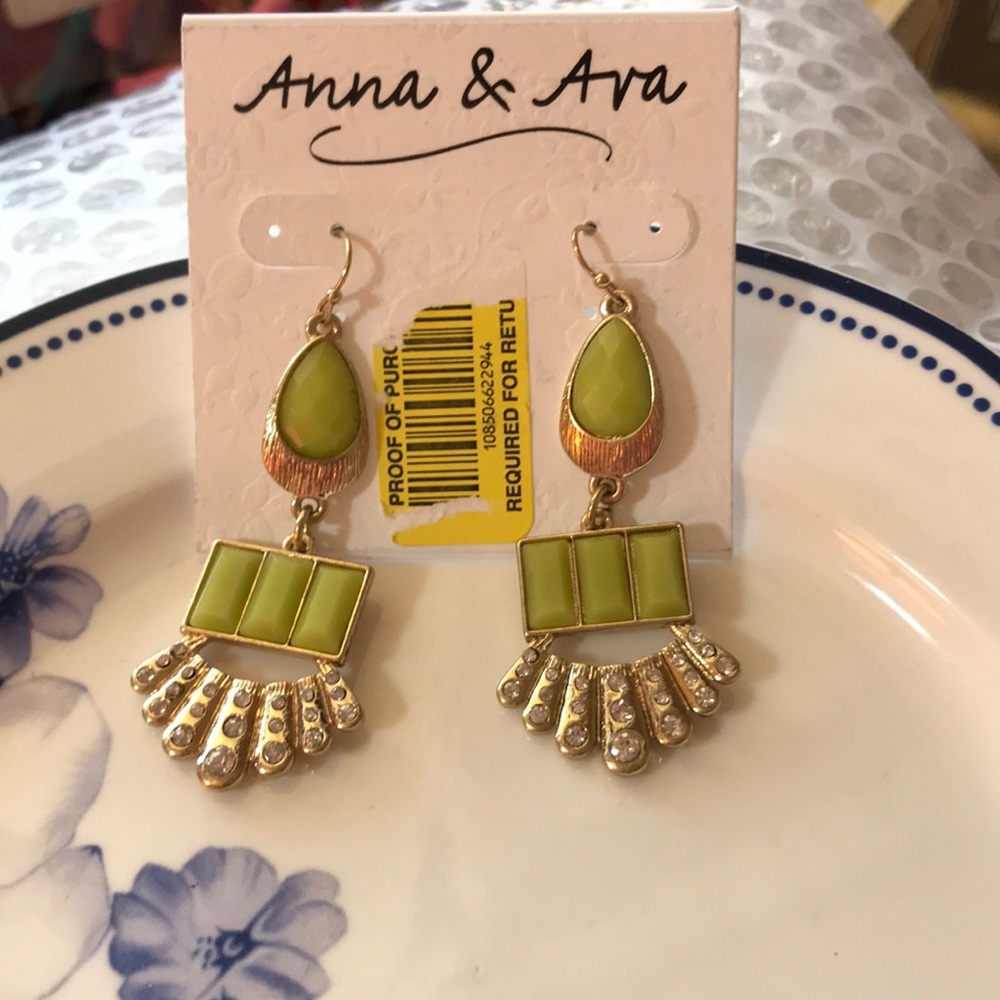 Anna & Ava Lime Green Rhinestone Earrings